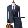 Wholesale of 2020 Spring and Autumn Men's British fitted Checked suit three-piece set, fashionable and stylish men's casual evening dress set details Picture